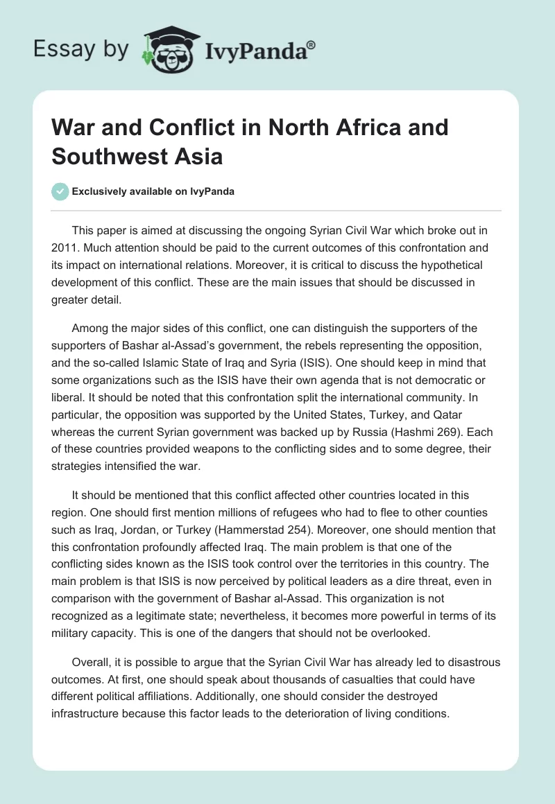 War and Conflict in North Africa and Southwest Asia. Page 1