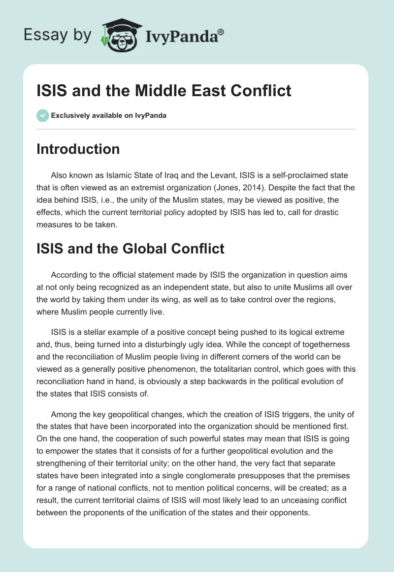 ISIS and the Middle East Conflict. Page 1