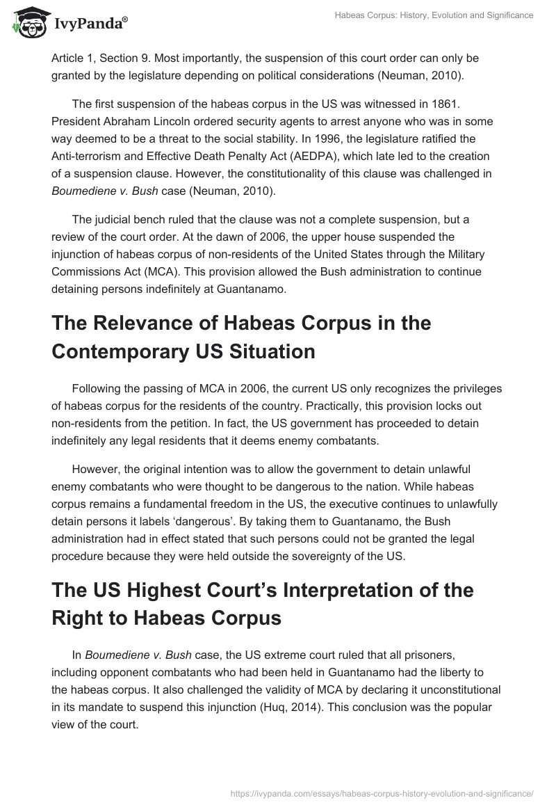Habeas Corpus: History, Evolution and Significance. Page 3