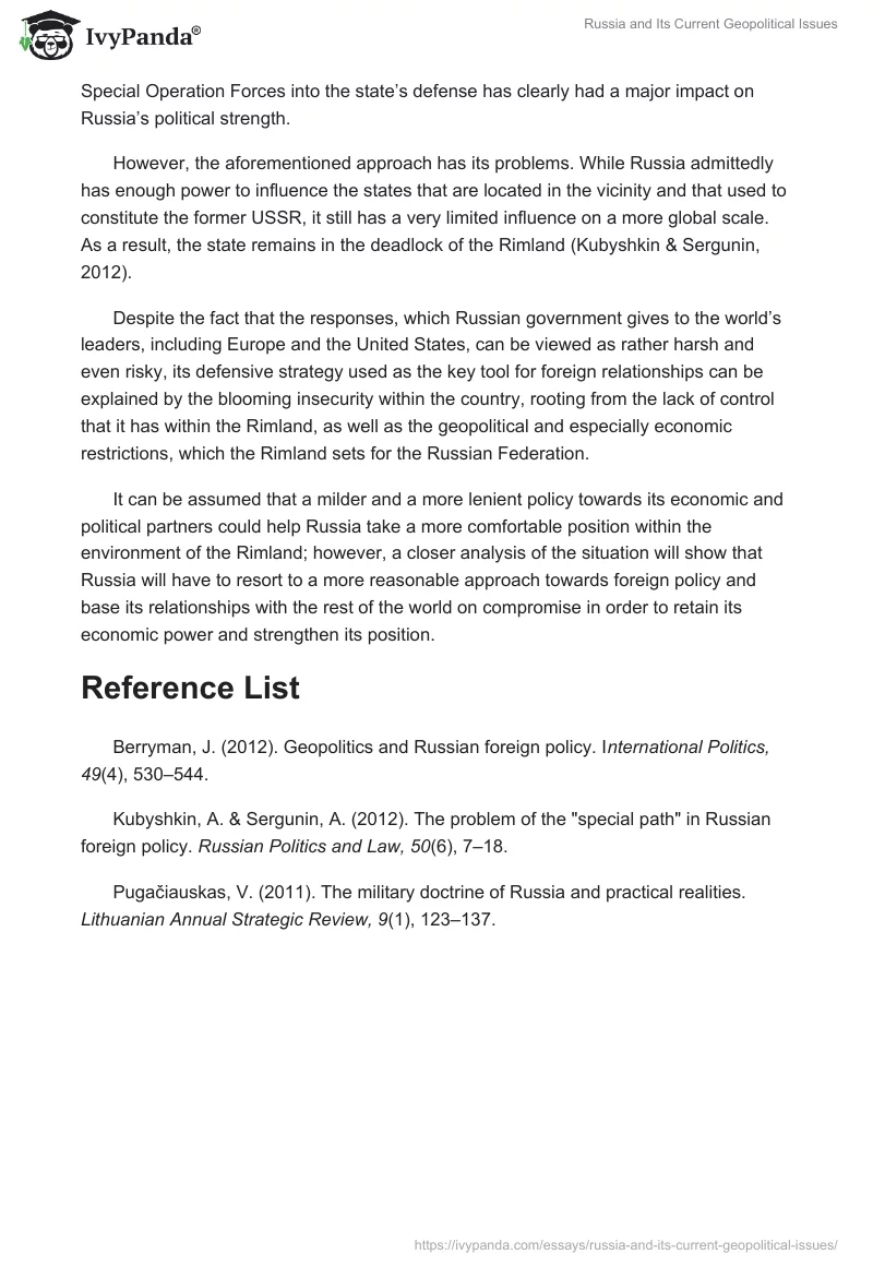 Russia and Its Current Geopolitical Issues. Page 2