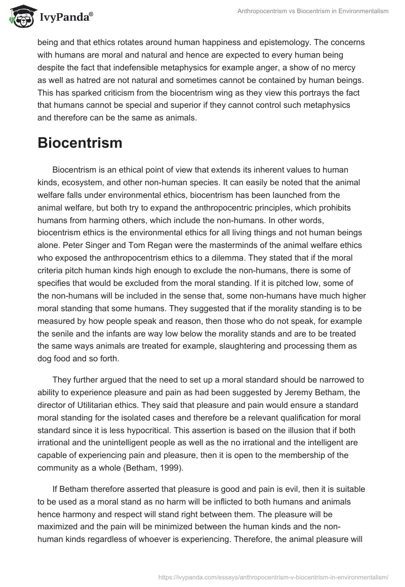 Anthropocentrism vs Biocentrism in Environmentalism. Page 3