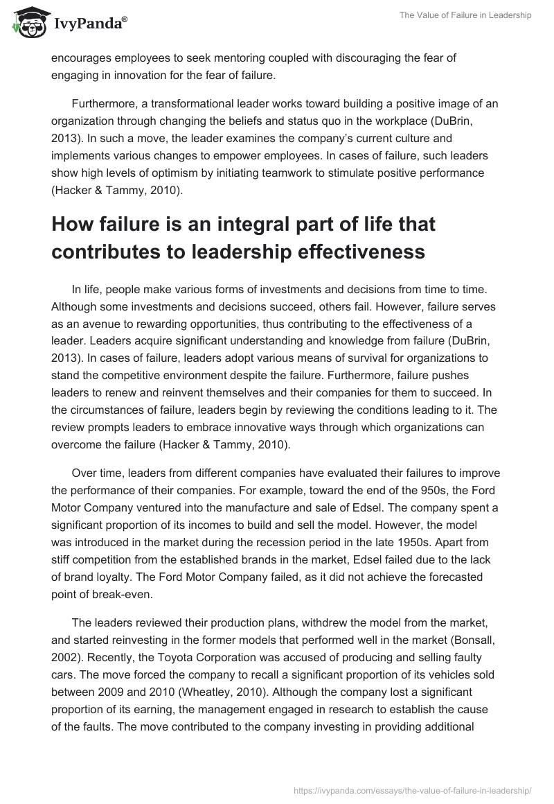The Value of Failure in Leadership. Page 4