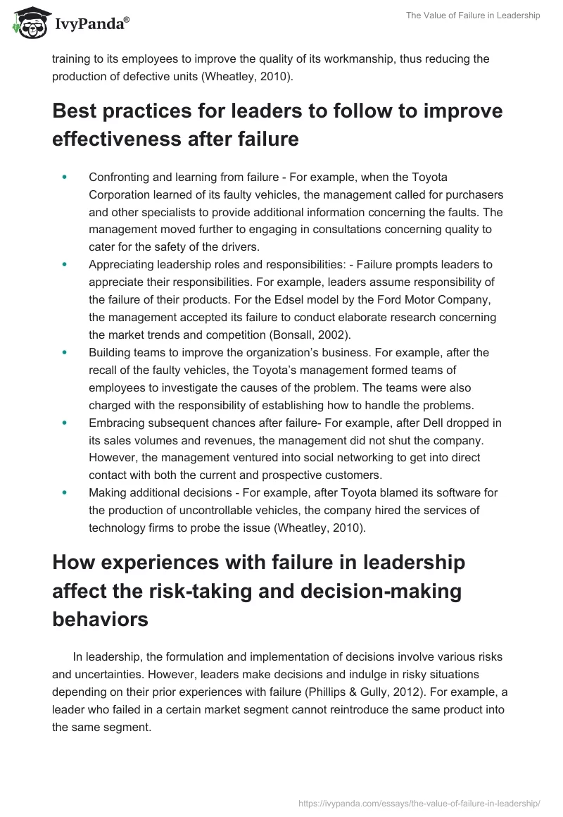 The Value of Failure in Leadership. Page 5