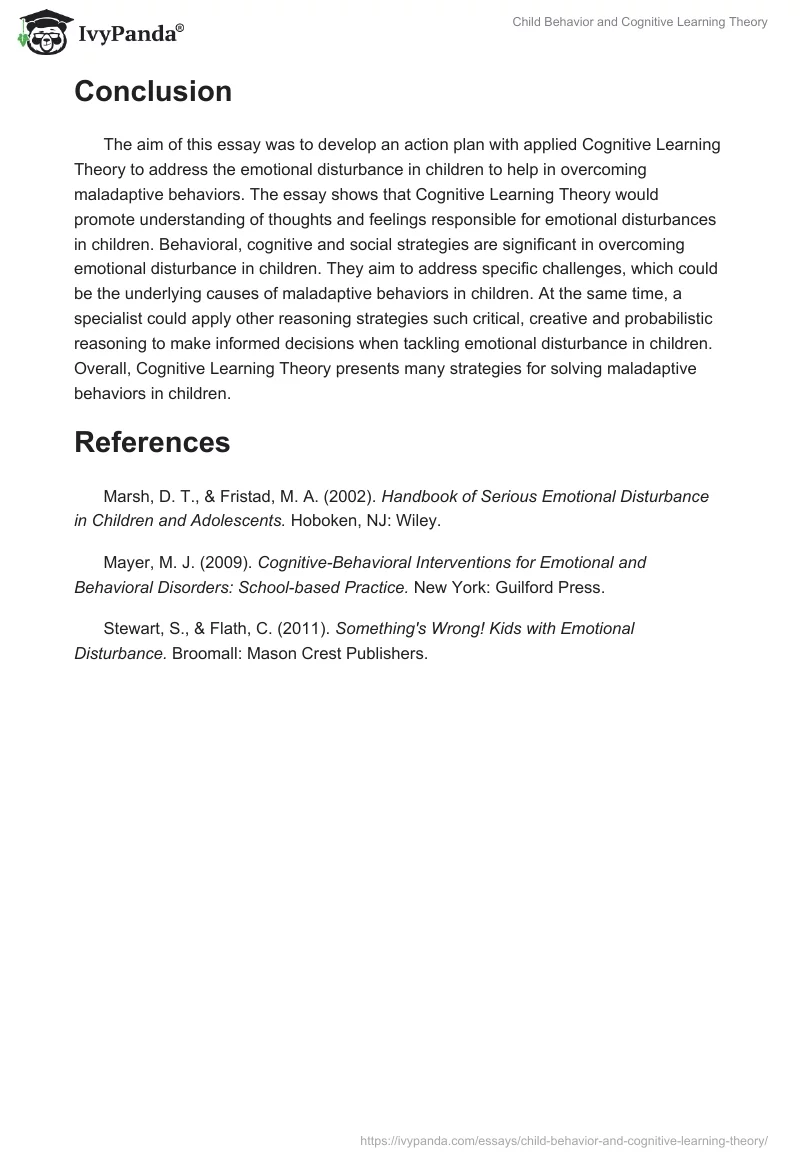 Child Behavior and Cognitive Learning Theory. Page 4