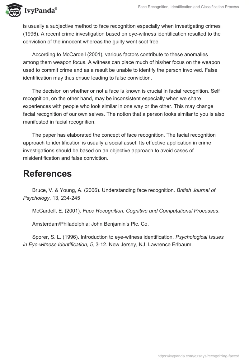 Face Recognition, Identification and Classification Process. Page 3