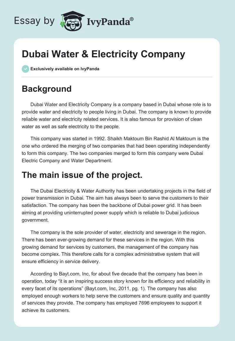 Dubai Water & Electricity Company. Page 1