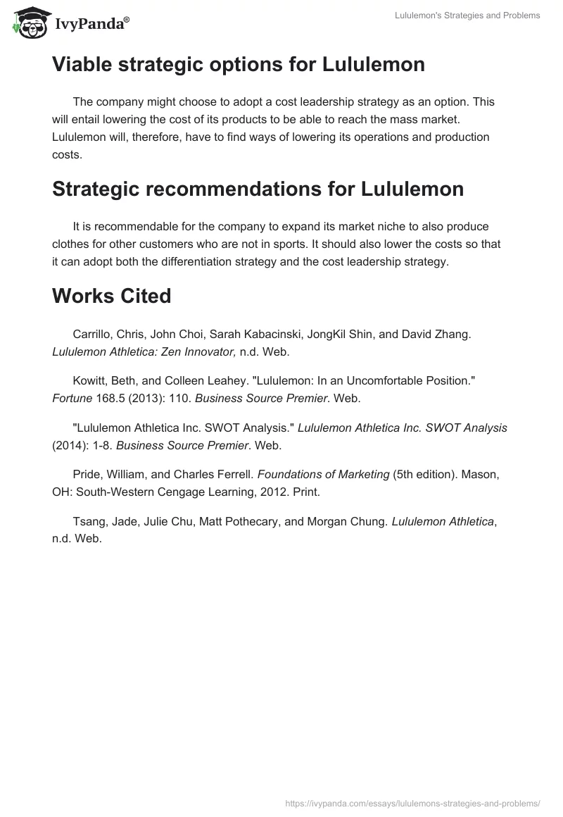 Lululemon's Strategies and Problems. Page 4
