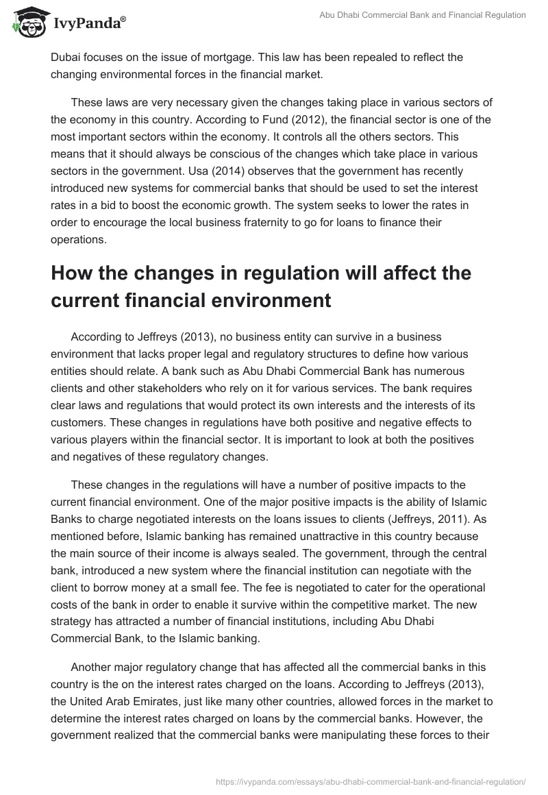 Abu Dhabi Commercial Bank and Financial Regulation. Page 3