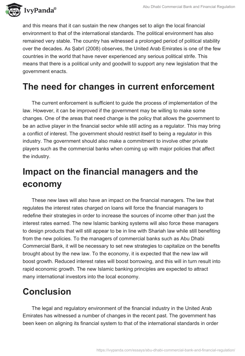 Abu Dhabi Commercial Bank and Financial Regulation. Page 5