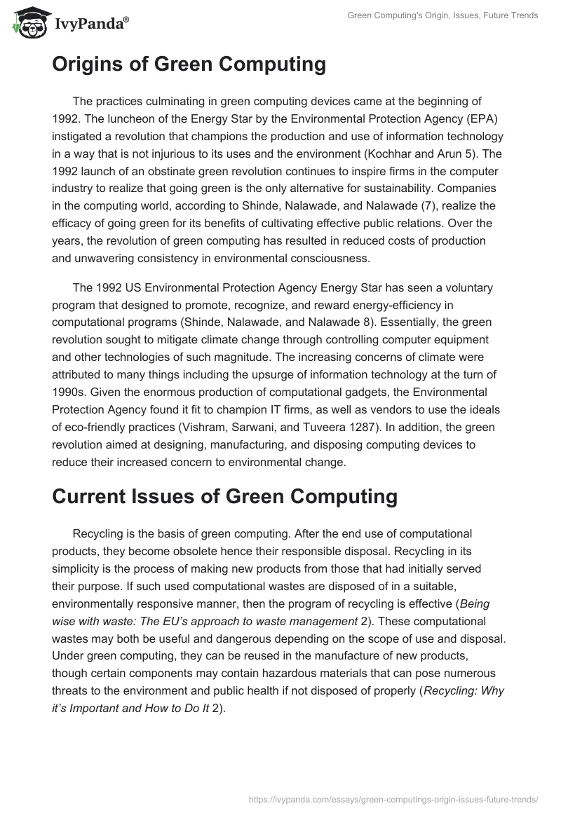 Green Computing's Origin, Issues, Future Trends. Page 2