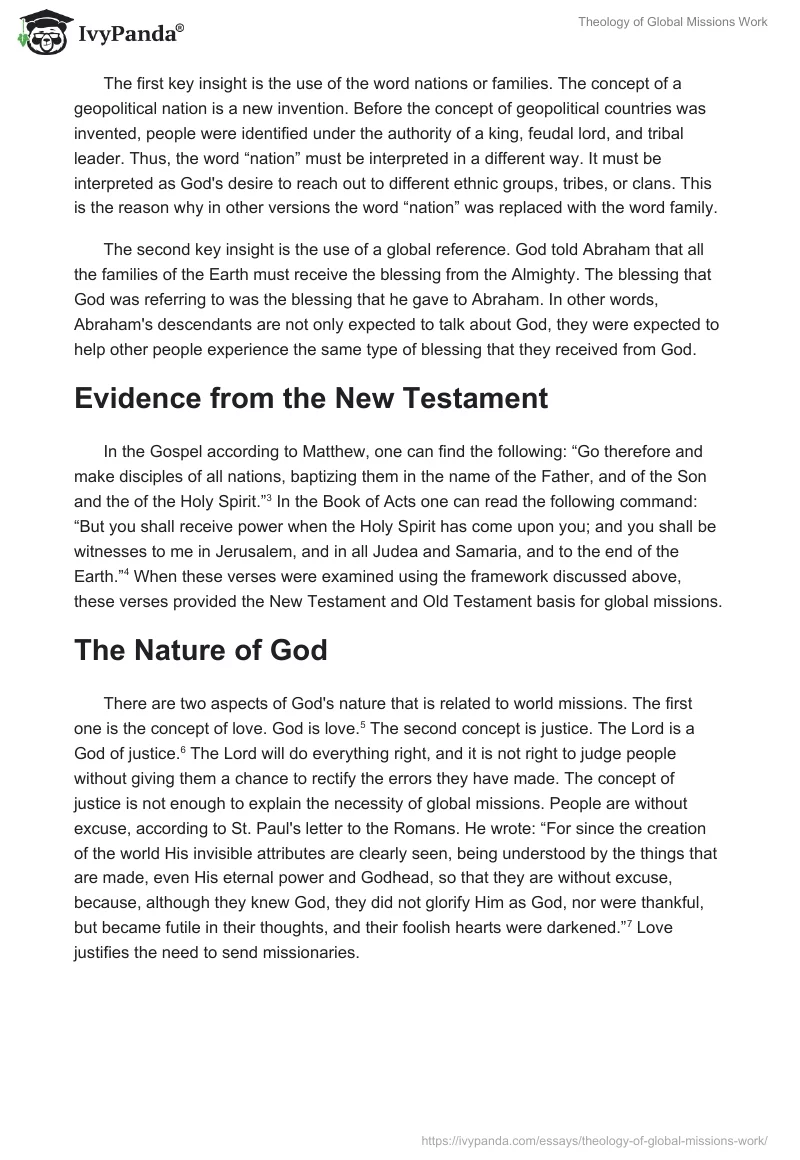 Theology of Global Missions Work. Page 2