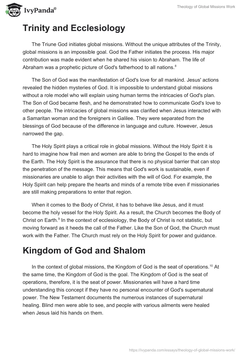 Theology of Global Missions Work. Page 3