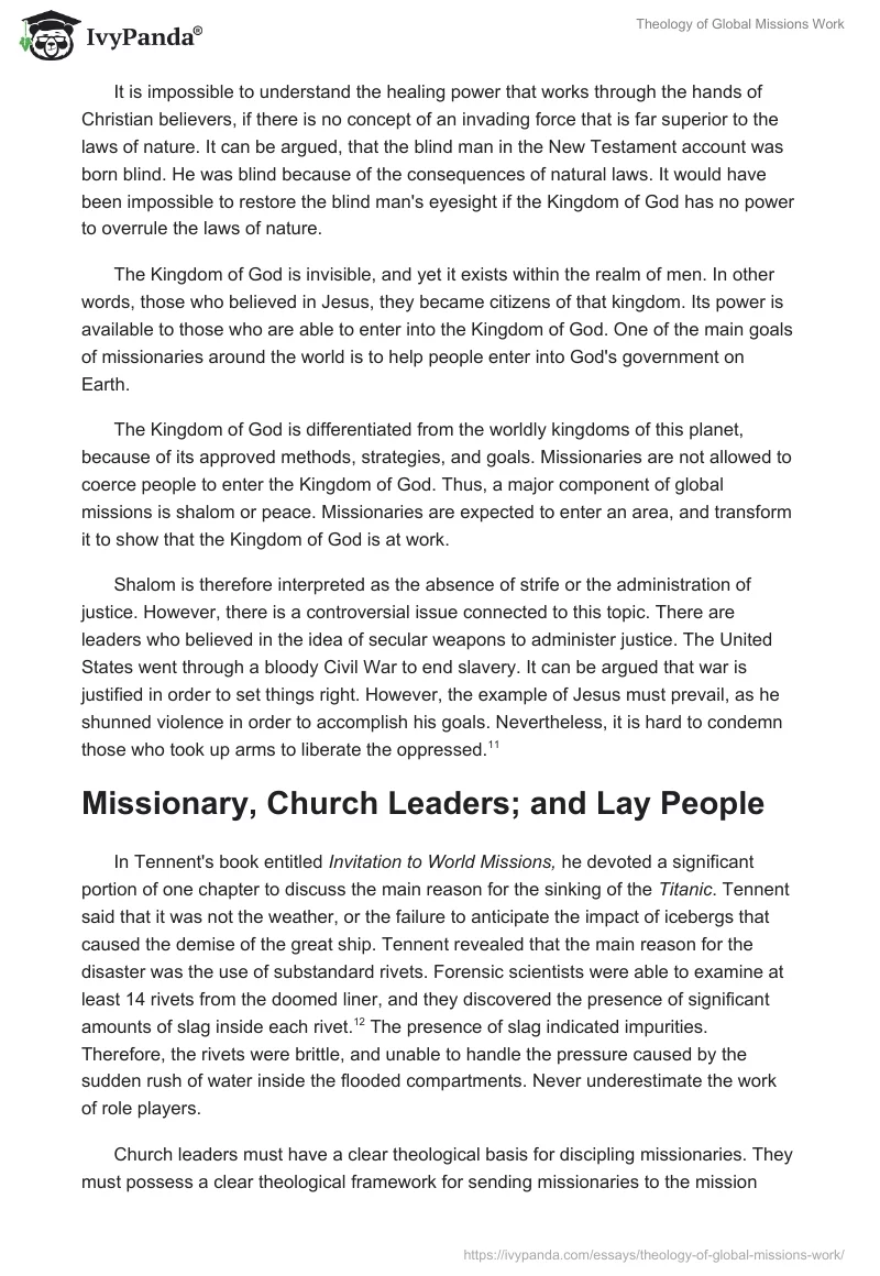 Theology of Global Missions Work. Page 4
