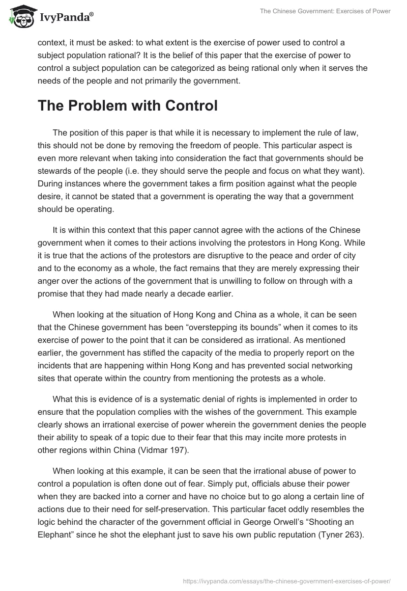 The Chinese Government: Exercises of Power. Page 2