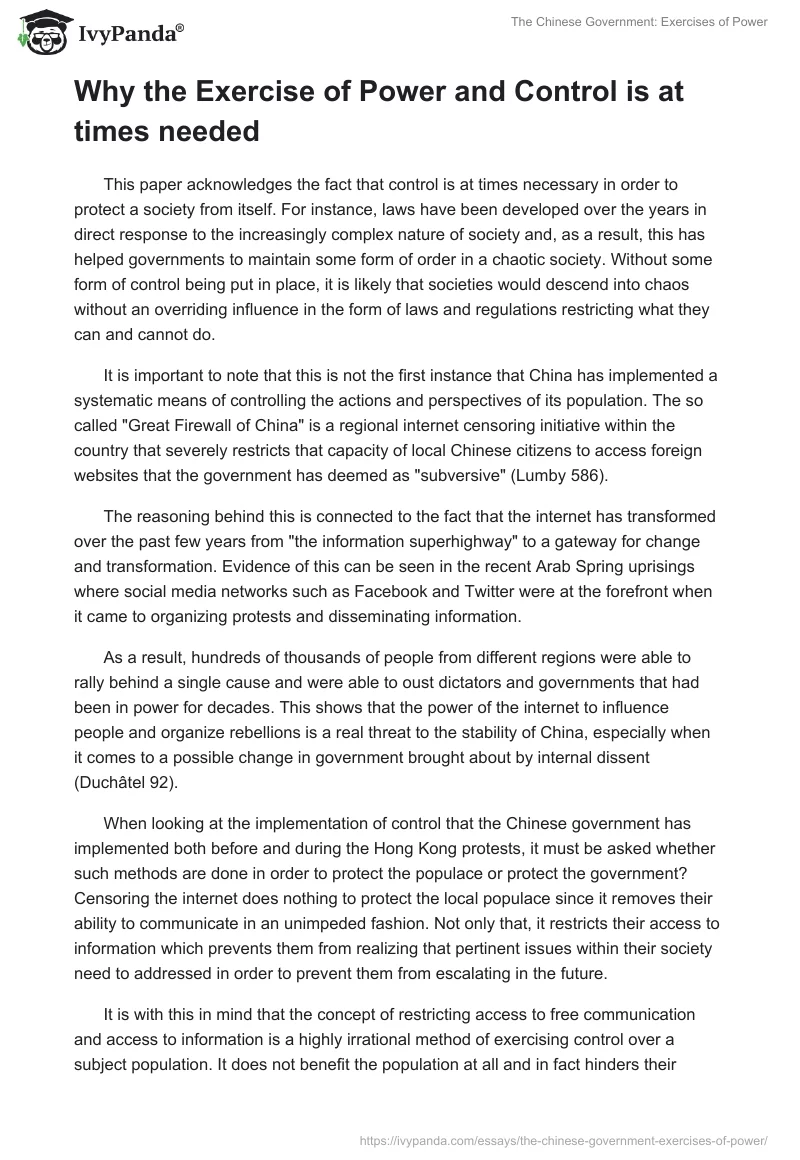 The Chinese Government: Exercises of Power. Page 3