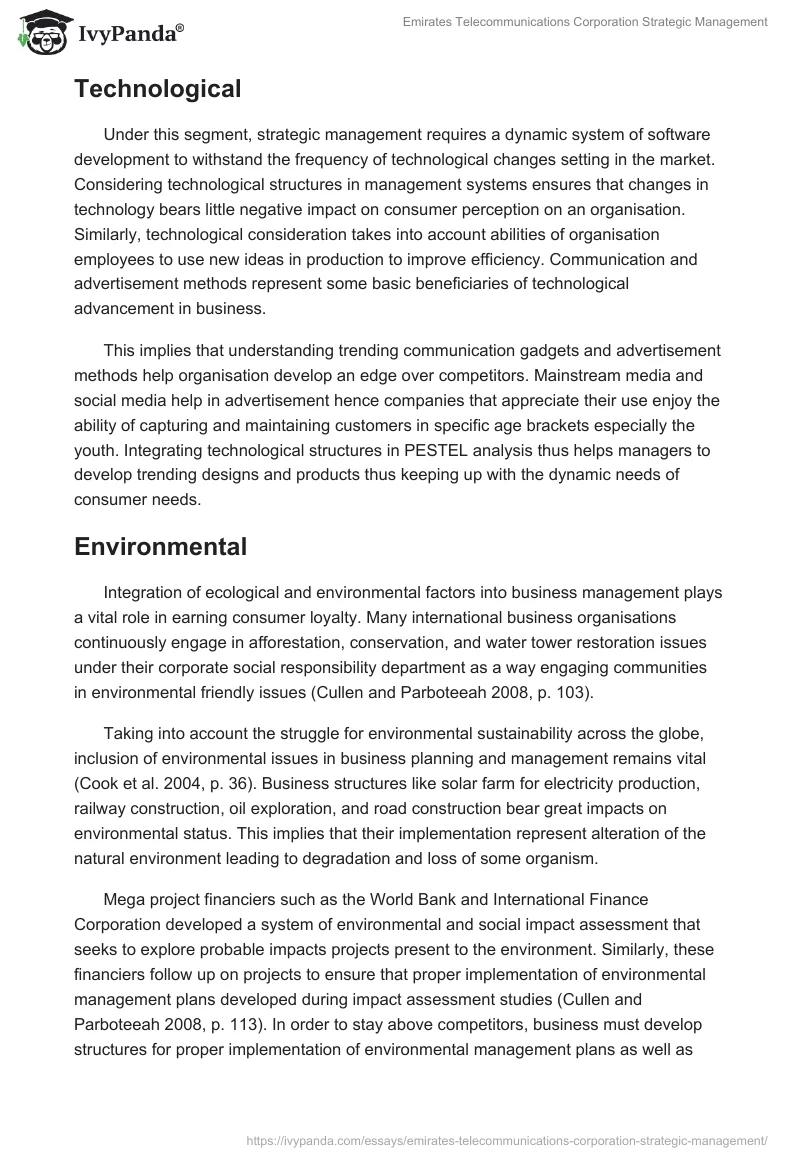 Emirates Telecommunications Corporation Strategic Management. Page 5