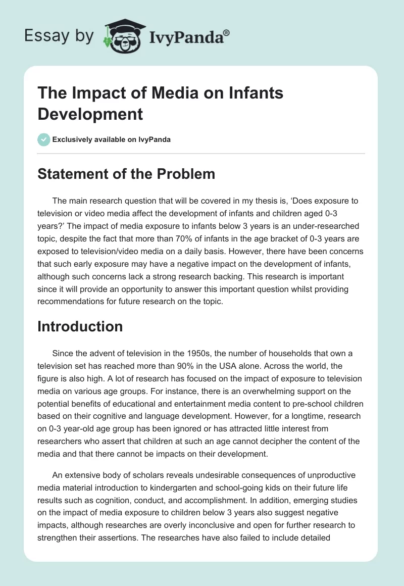 The Impact of Media on Infants Development. Page 1