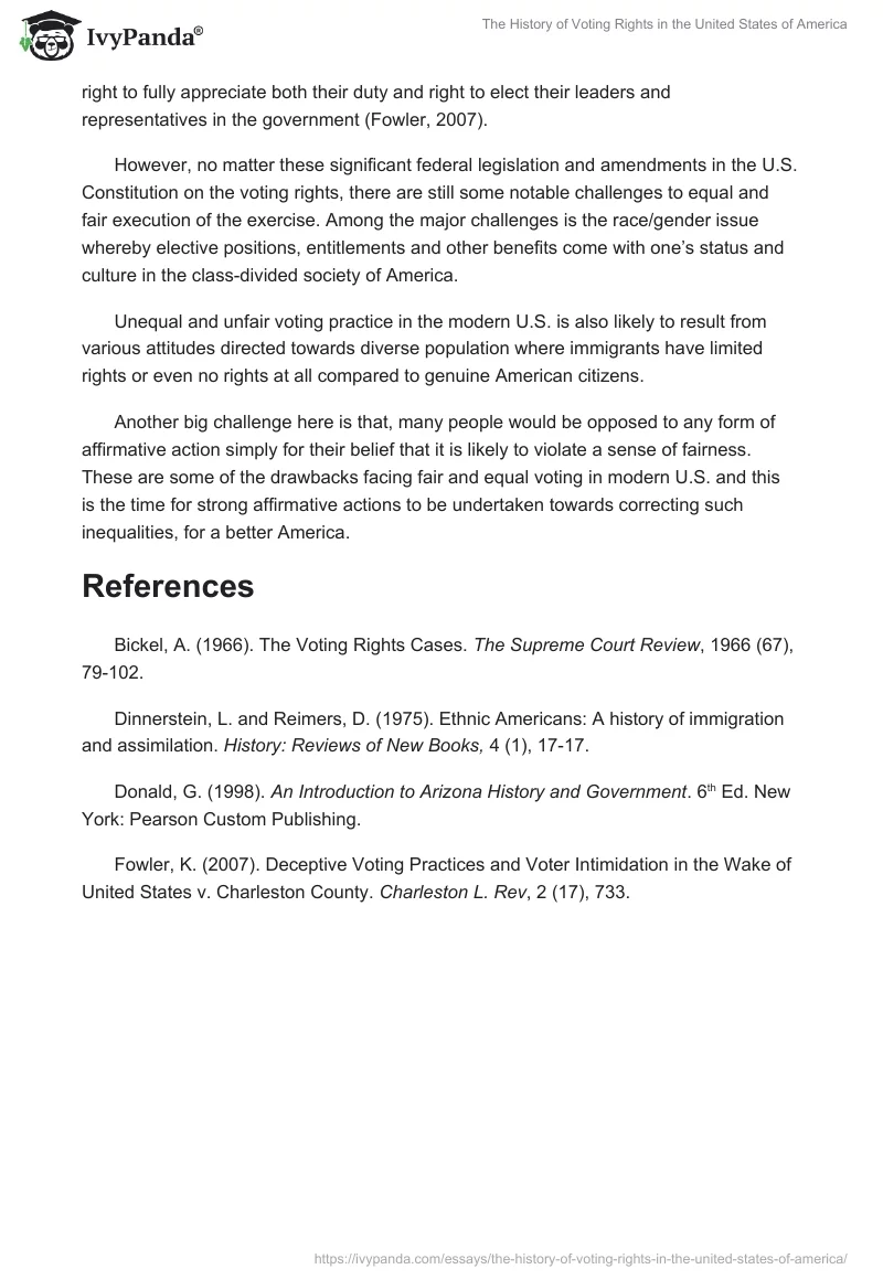 The History of Voting Rights in the United States of America. Page 3