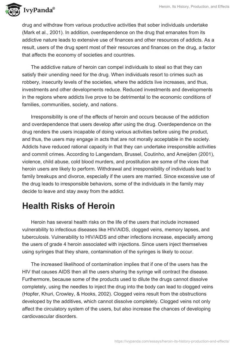 Heroin, Its History, Production, and Effects. Page 4
