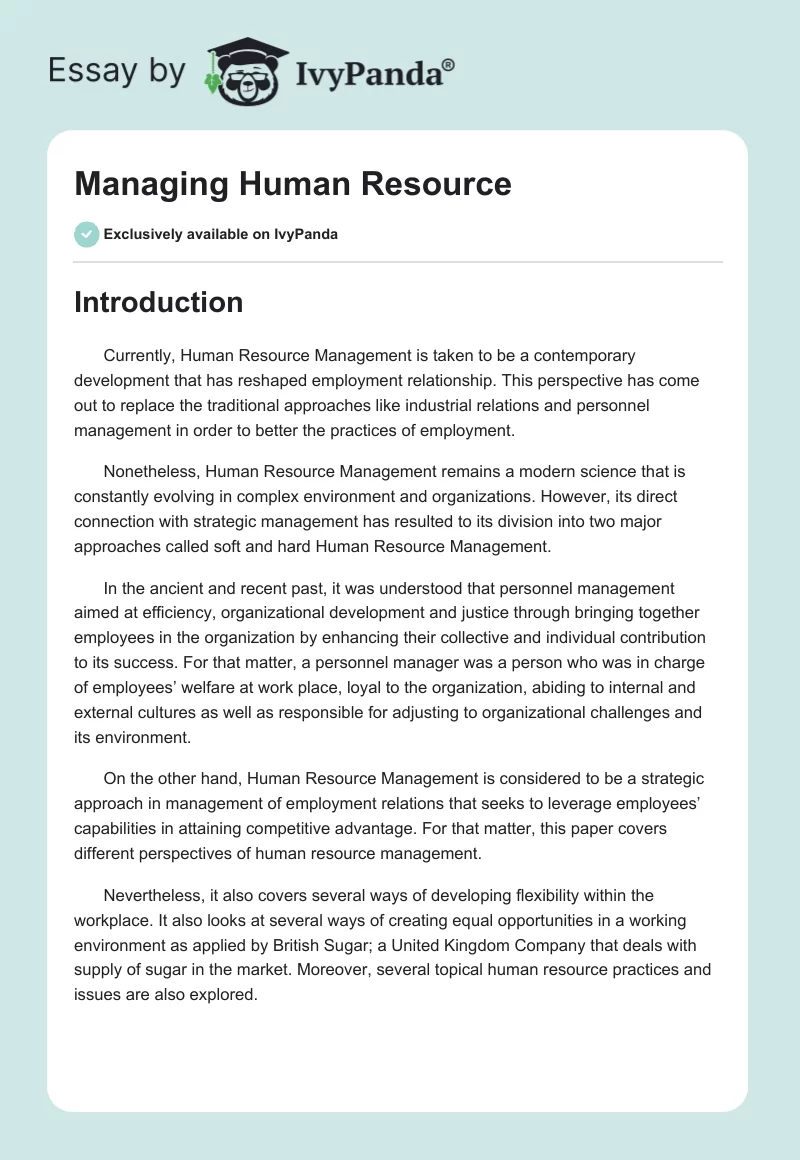 Managing Human Resource. Page 1