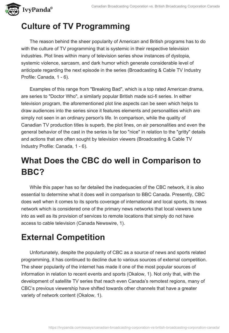 Canadian Broadcasting Corporation vs. British Broadcasting Corporation Canada. Page 2