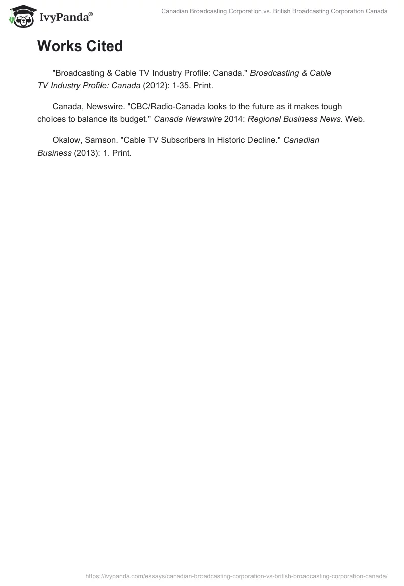 Canadian Broadcasting Corporation vs. British Broadcasting Corporation Canada. Page 3
