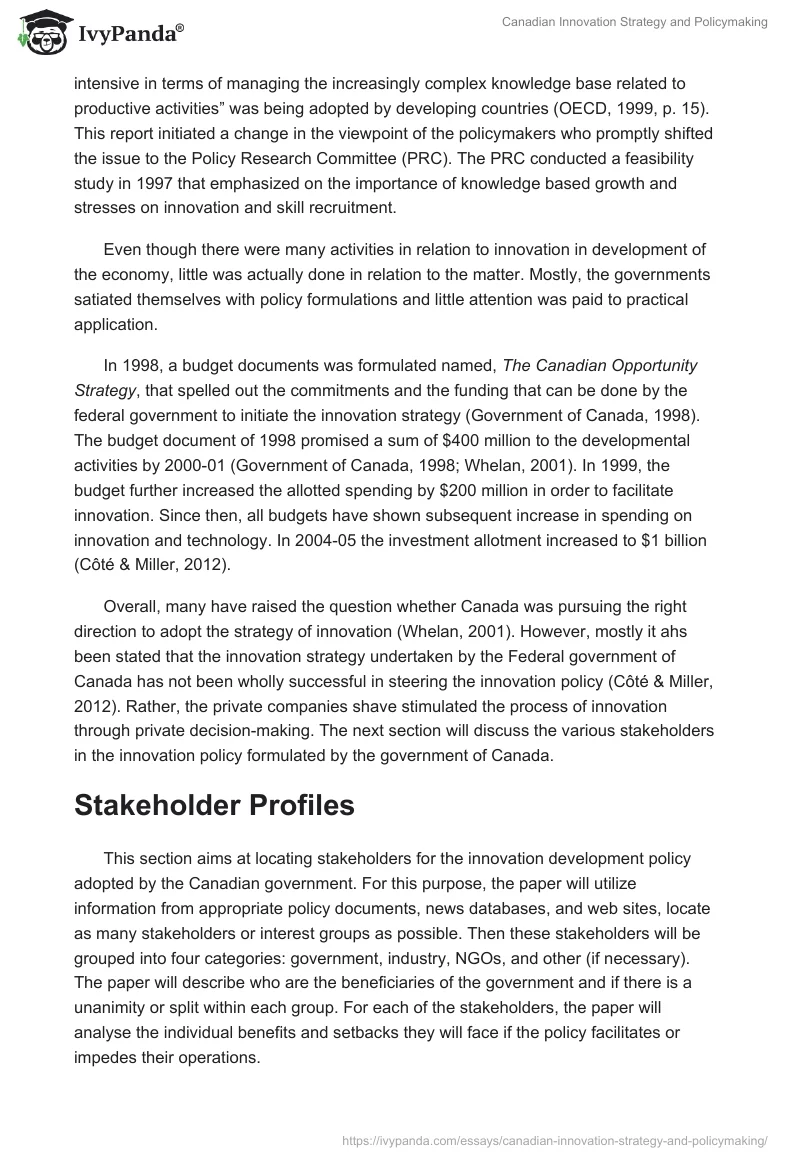 Canadian Innovation Strategy and Policymaking. Page 3