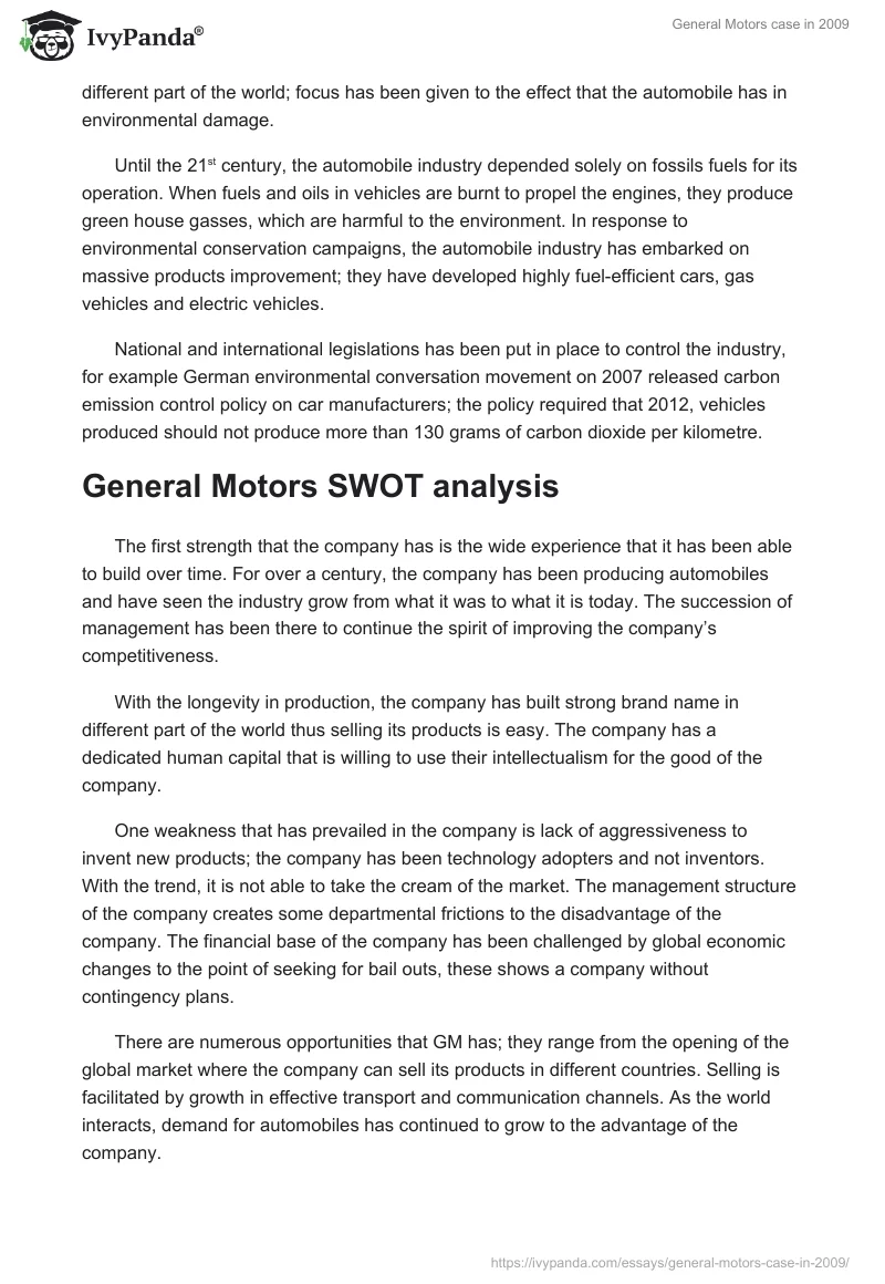 General Motors case in 2009. Page 5