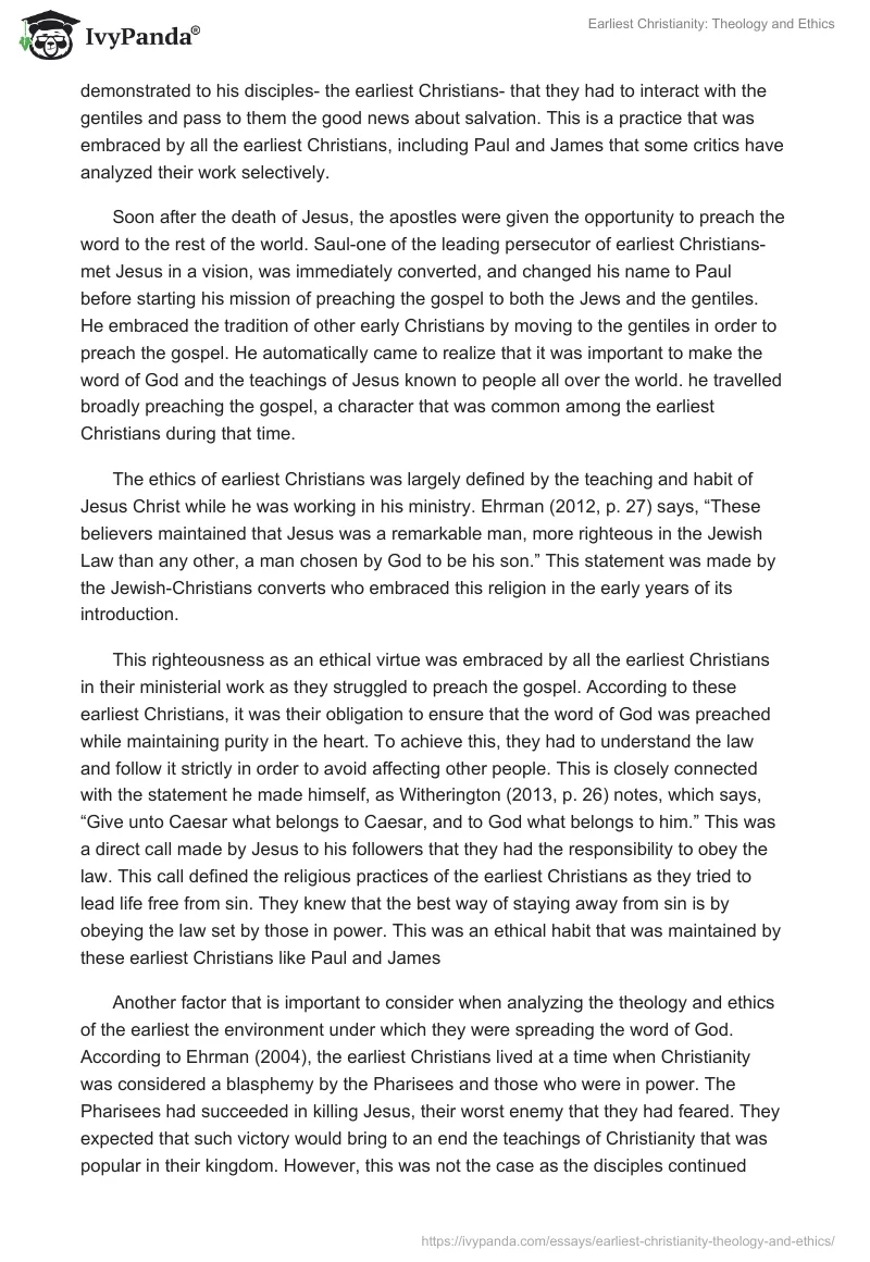 Earliest Christianity: Theology and Ethics. Page 3