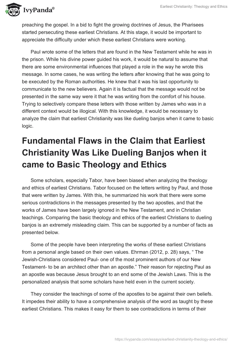 Earliest Christianity: Theology and Ethics. Page 4