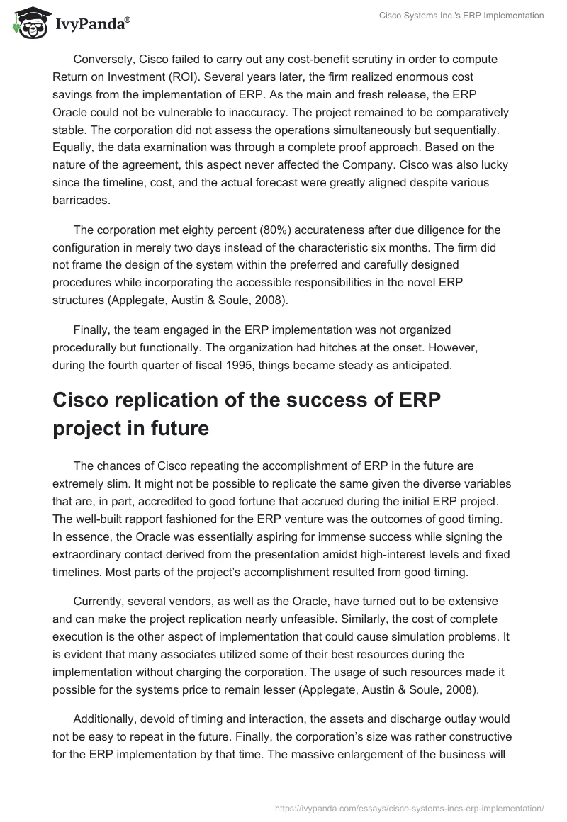 Cisco Systems Inc.'s ERP Implementation. Page 3