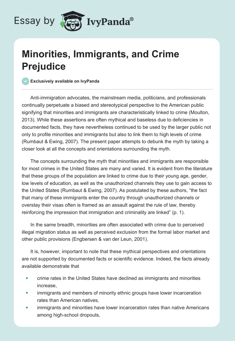 Minorities, Immigrants, and Crime Prejudice. Page 1