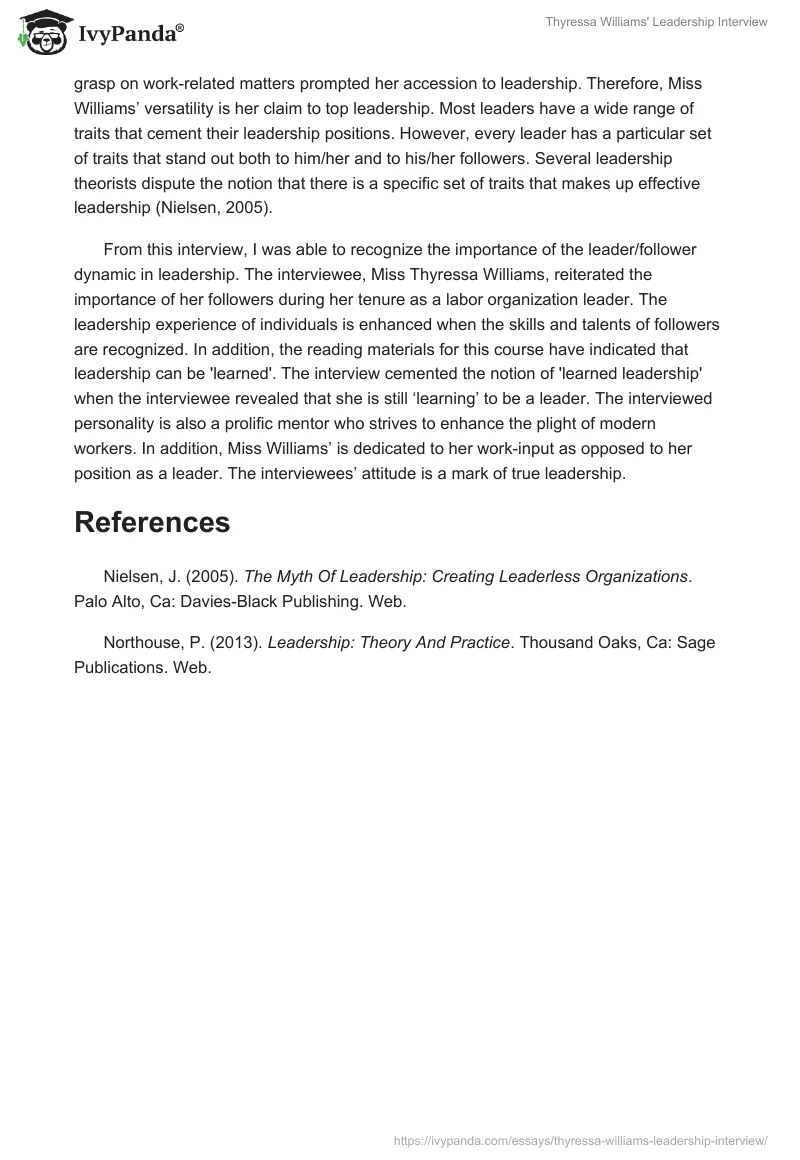 Thyressa Williams' Leadership Interview. Page 4
