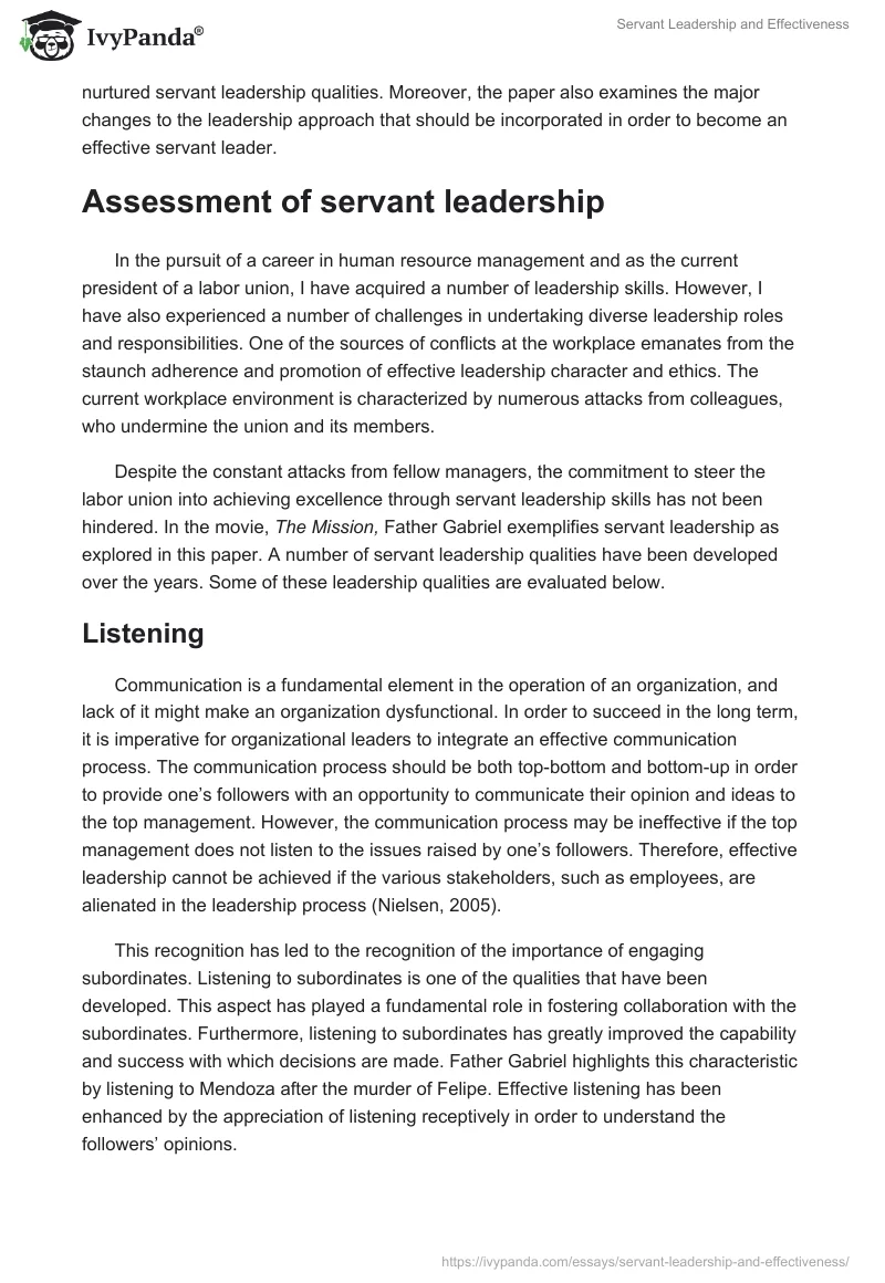 Servant Leadership and Effectiveness. Page 2