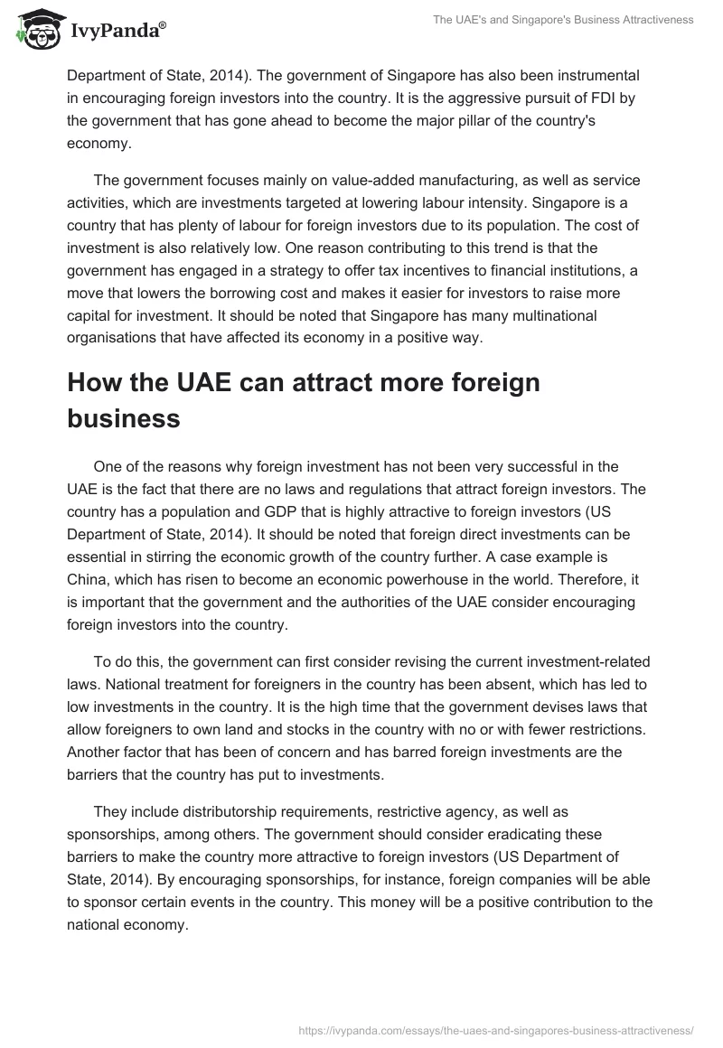 The UAE's and Singapore's Business Attractiveness. Page 2