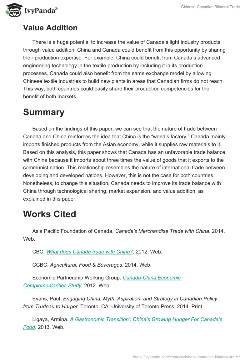 Chinese-Canadian Bilateral Trade. Page 5