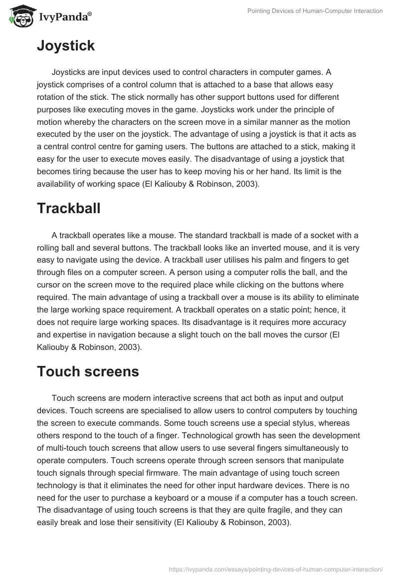 Pointing Devices of Human-Computer Interaction. Page 2