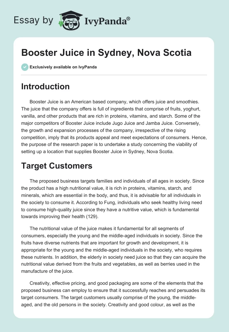 Booster Juice in Sydney, Nova Scotia. Page 1
