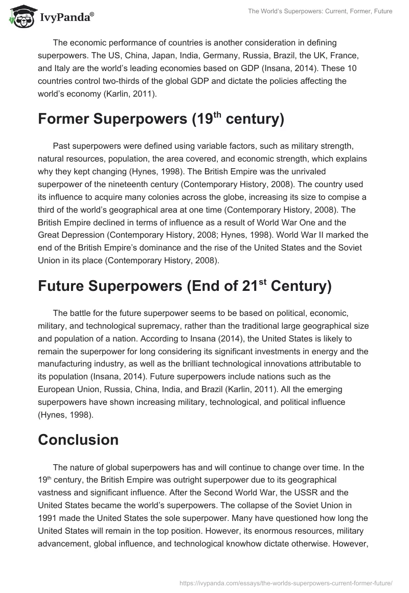 The World’s Superpowers: Current, Former, Future. Page 2