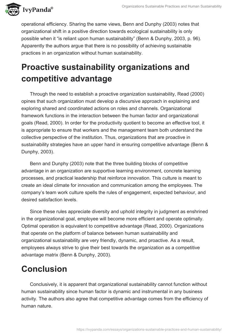 Organizations Sustainable Practices and Human Sustainability. Page 2