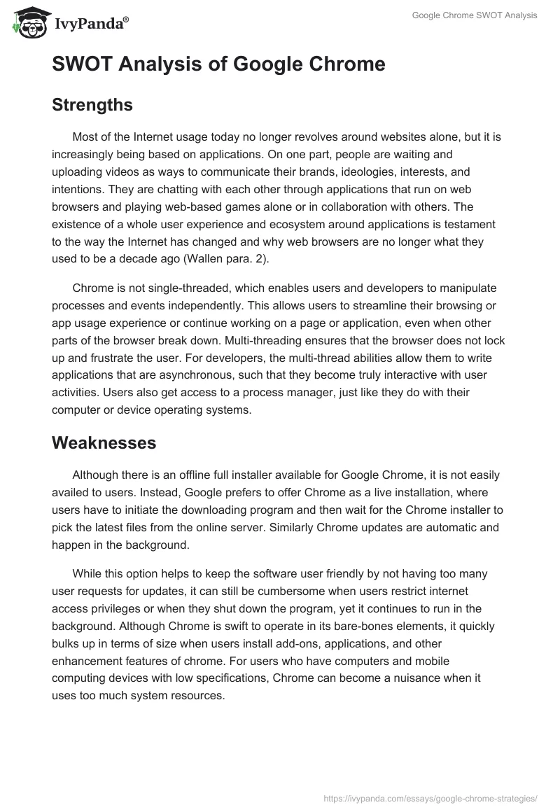 Google Chrome SWOT Analysis. Page 2