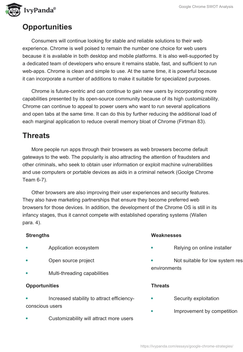 Google Chrome SWOT Analysis. Page 3