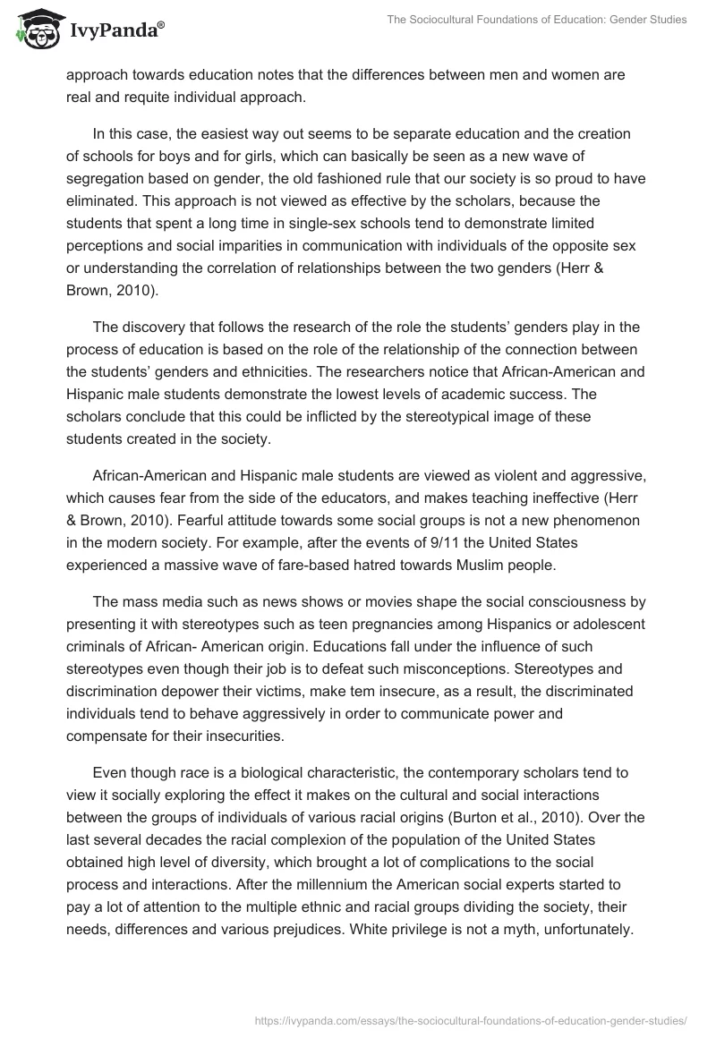 The Sociocultural Foundations of Education: Gender Studies. Page 2