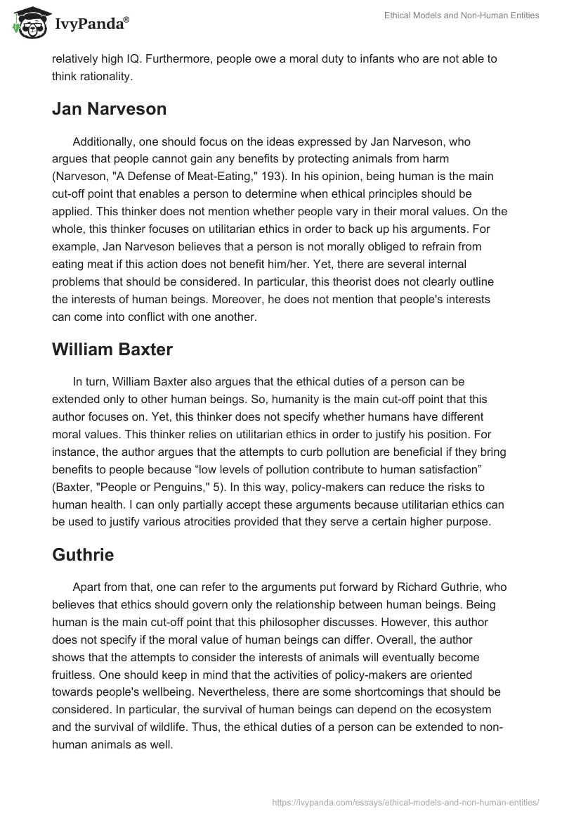 Ethical Models and Non-Human Entities. Page 2