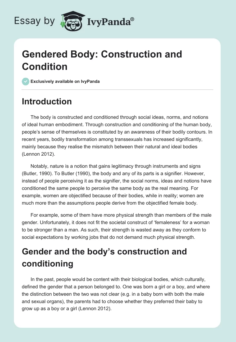 Gendered Body: Construction and Condition. Page 1