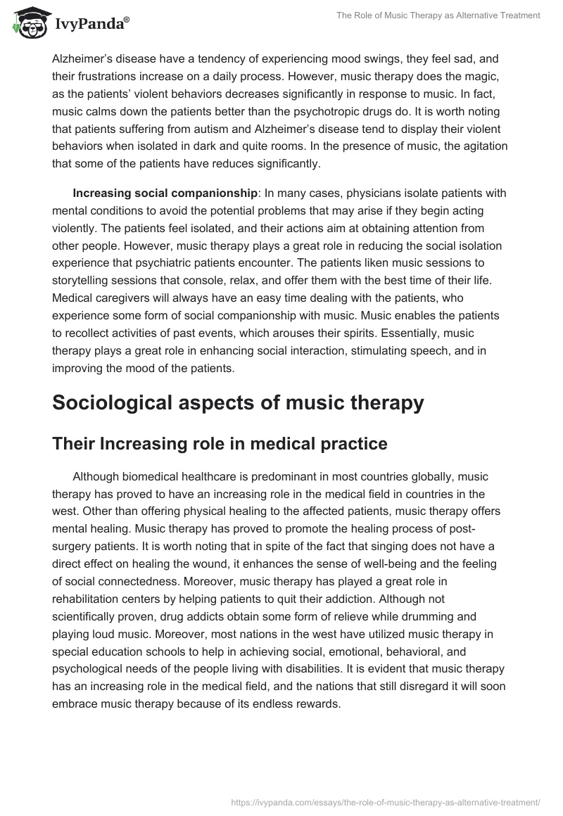 The Role of Music Therapy as Alternative Treatment. Page 3