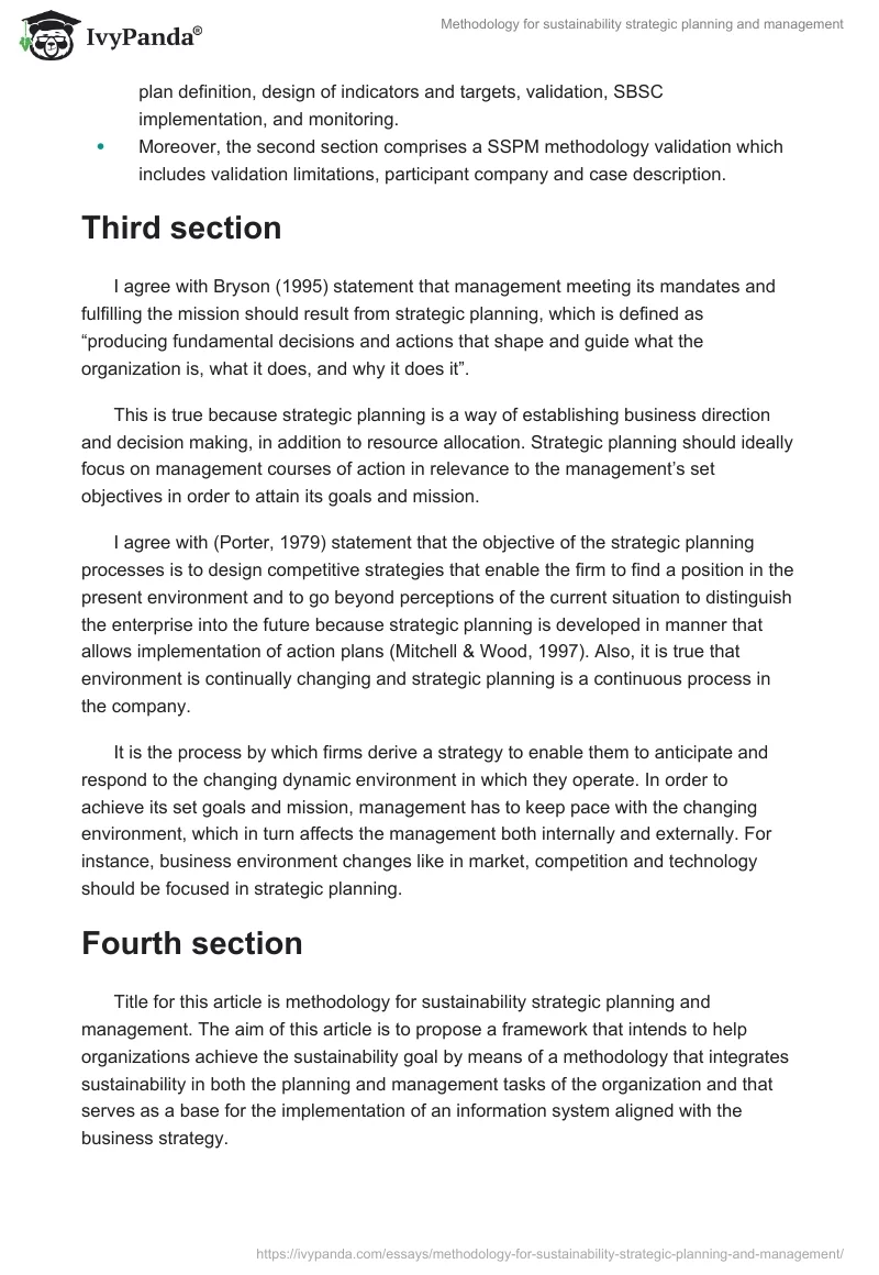 Methodology for sustainability strategic planning and management. Page 2