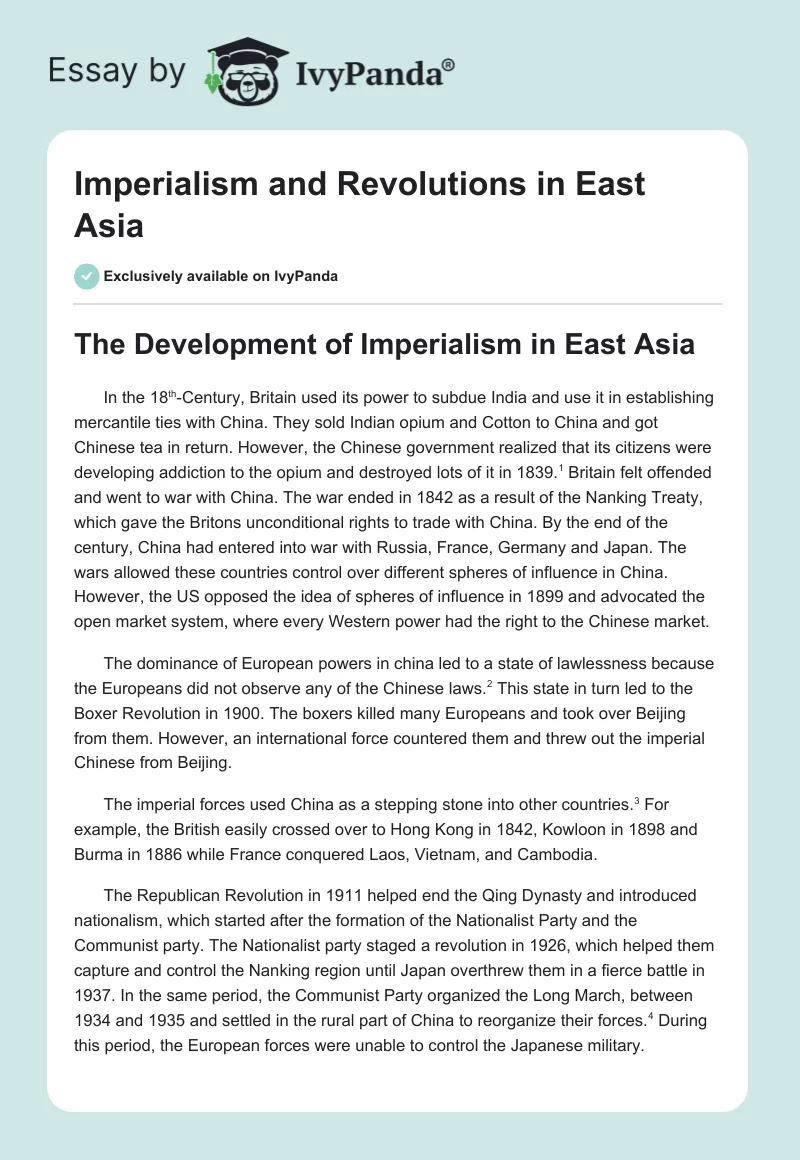 Imperialism and Revolutions in East Asia. Page 1