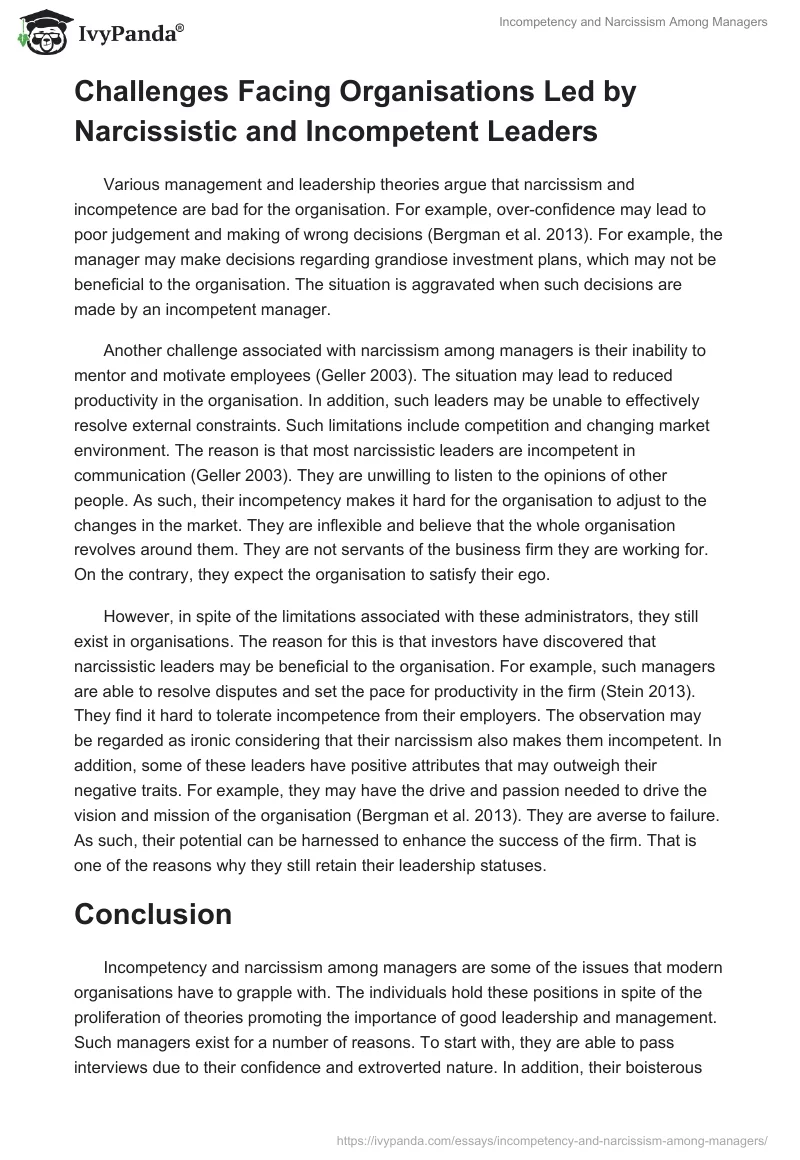 Incompetency and Narcissism Among Managers. Page 3