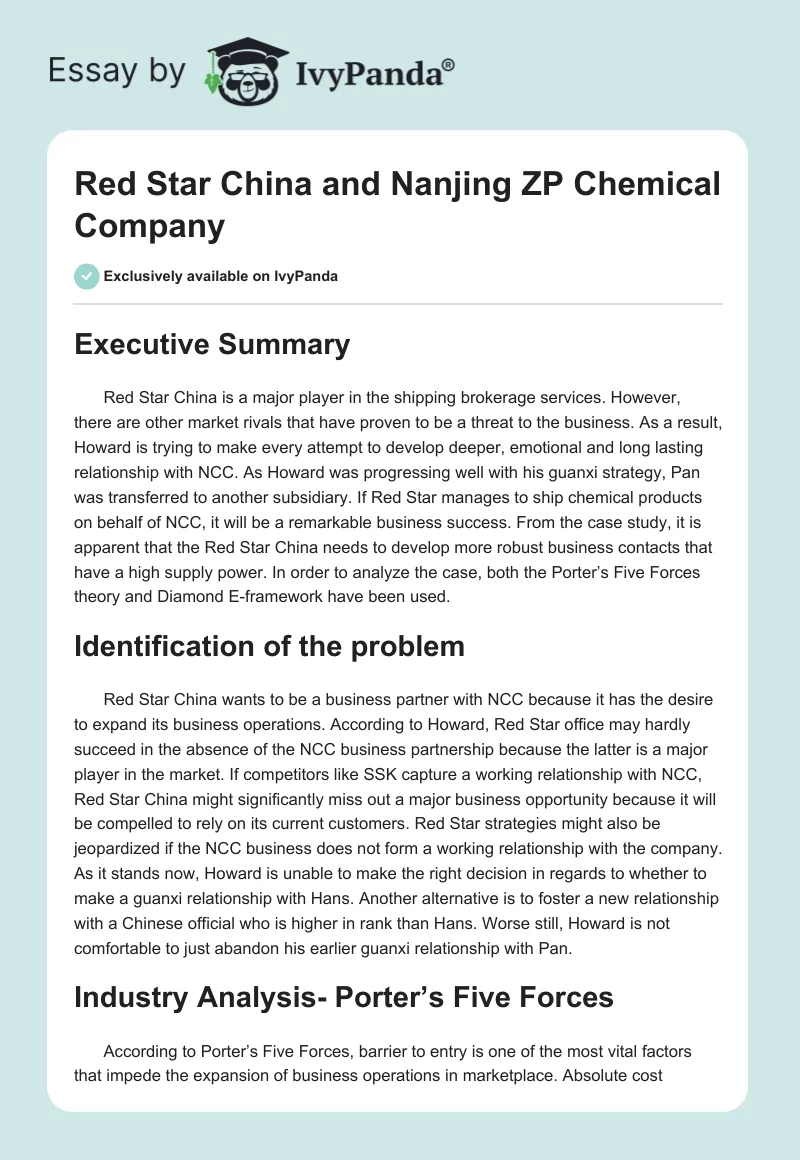 Red Star China and Nanjing ZP Chemical Company. Page 1